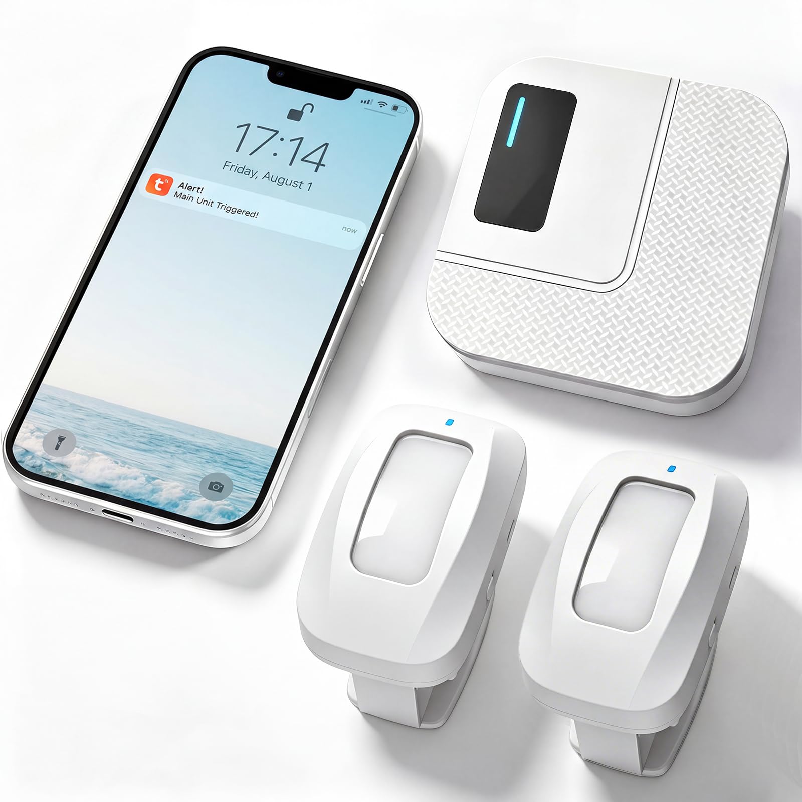Sanjie Tuya - Allarme con sensore di movimento WiFi, rilevatore di movimento PIR con notifica del telefono, rilevatore di movimento a infrarossi wireless con app di monitoraggio remoto, sensore di