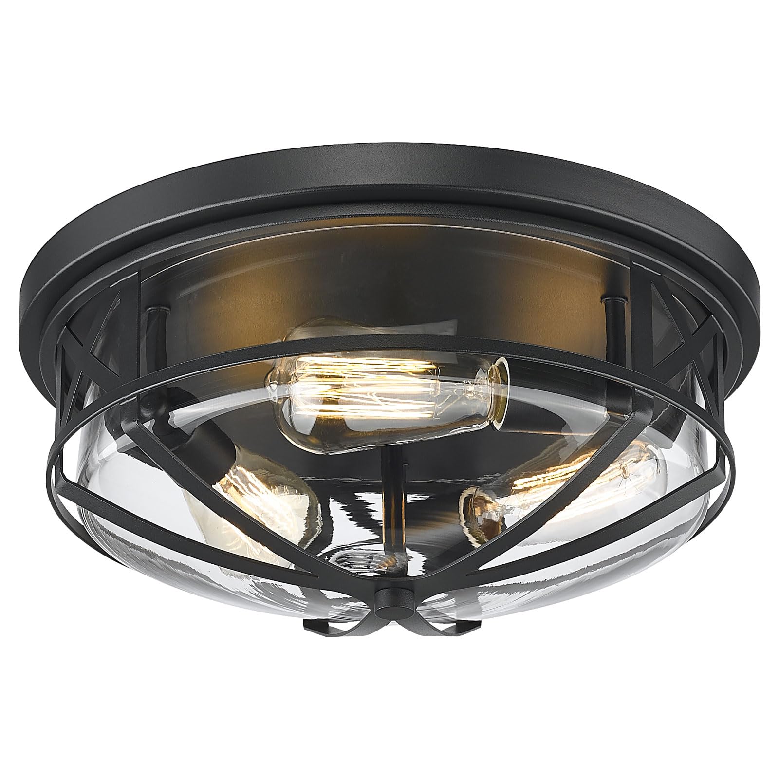 Darkaway 15inch Ceiling Light Fixtures Large Flush Mount Light Fixtures Ceiling with Clear Glass Shade, Indoor Outdoor Ceiling Light for Hallway Entryway Bedroom Porch Kitchen 3-Light E26