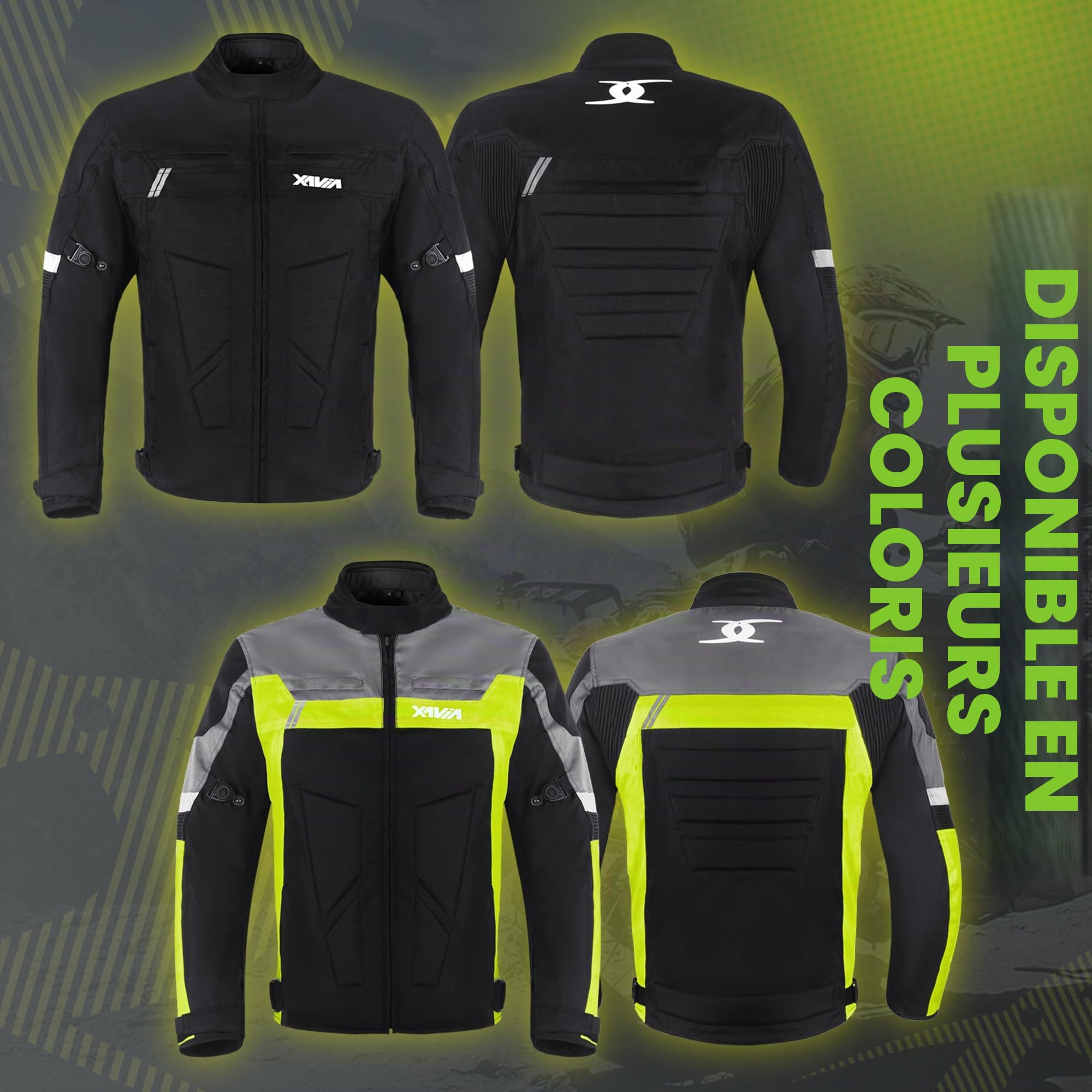 XAVIA GALE Veste De Moto Homme - Blouson Moto Imperméable Et Ventilé Avec Protection De Niveau 2 | Pour Toutes Les Saisons