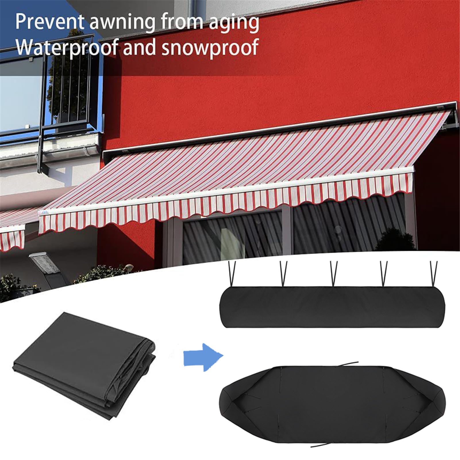 Sac De Protection Pour Store Banne, Housse De Protection Anti-poussière Pour Auvent De Terrasse, Housse De Rangement Pour Auvent De Terrasse, Sac De Rangement (4m,Gris)