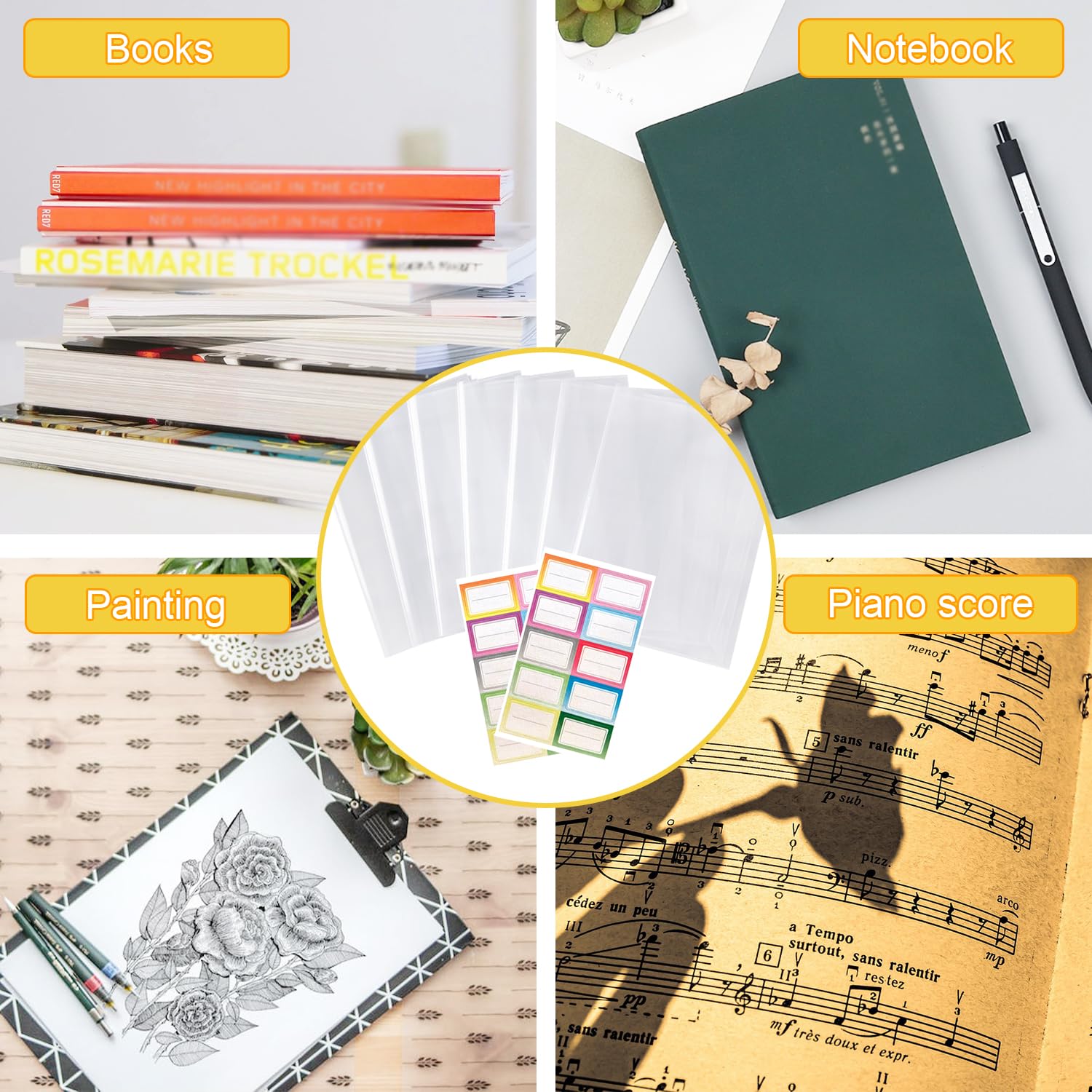 Coprilibri Trasparenti A4 - 10 Pezzi Con Adesivi, Pellicola Protettiva Per Libri E Quaderni - Foto 12