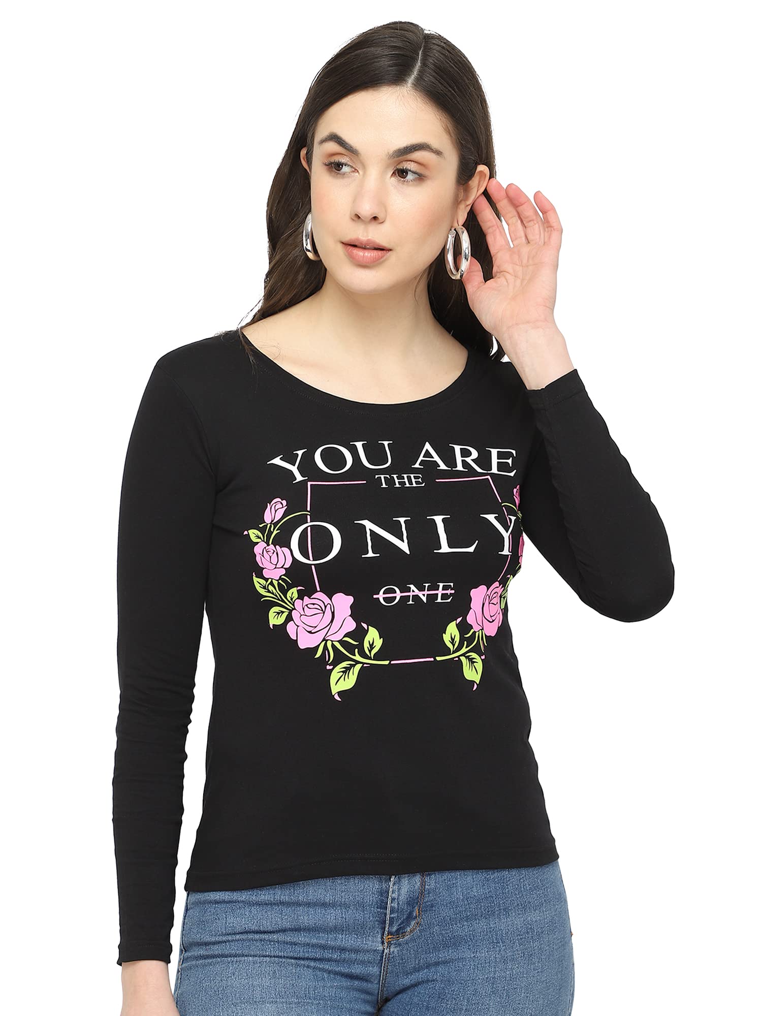 by Bodycare Women Round Neck Full Sleeves T-Shirt, Regular Fit, Cotton Printed Tshirts-image-28