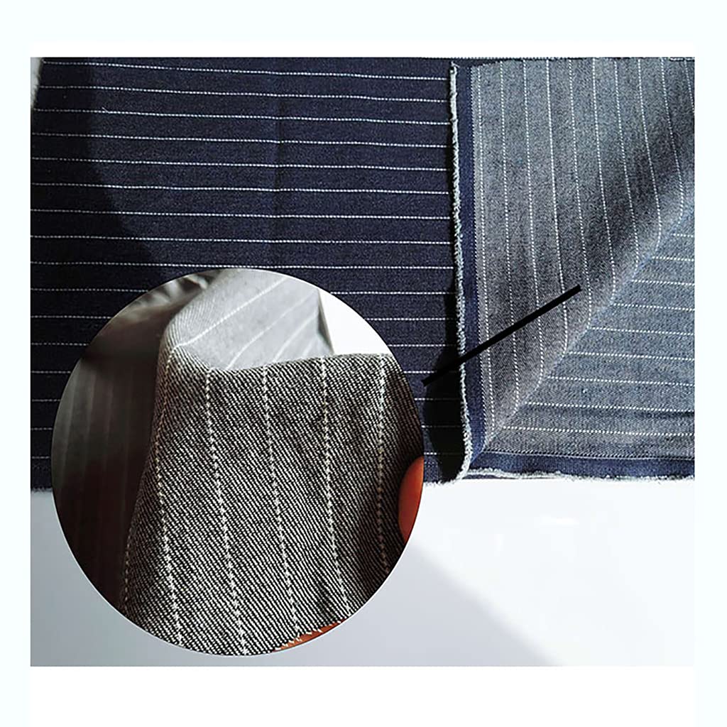 Tkanina Denim Stretch z nadrukiem, niebieska bawełniana tkanina dżinsowa w paski, niebieski K i czarny, 150 cm szerokości (czarny 200 cm)