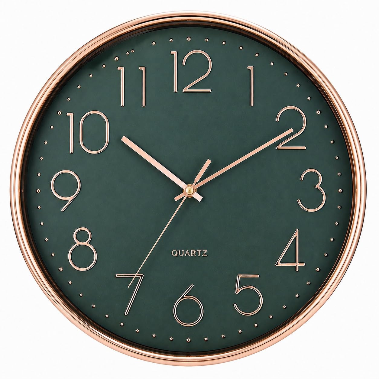 ZHOME Wall Clock 40cm Silent Non Ticking Quartz Battery Operated Modern Decorative Round Wall Clock for Living Room Bedroom Kitchen Office Home Decor Big Easy Read Numbers Minimalist Design (GREEN)