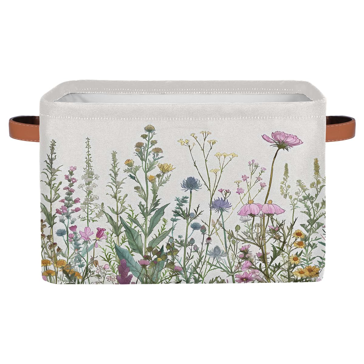 YPPAHHHH Wildflowers Plants Storage Baskets for Organizing, Fabric Collapsible Storage Bins Box Spring Esthetical Decorative Toy Organizer Baskets for Closet Shelves Gift Basket 1 Pc