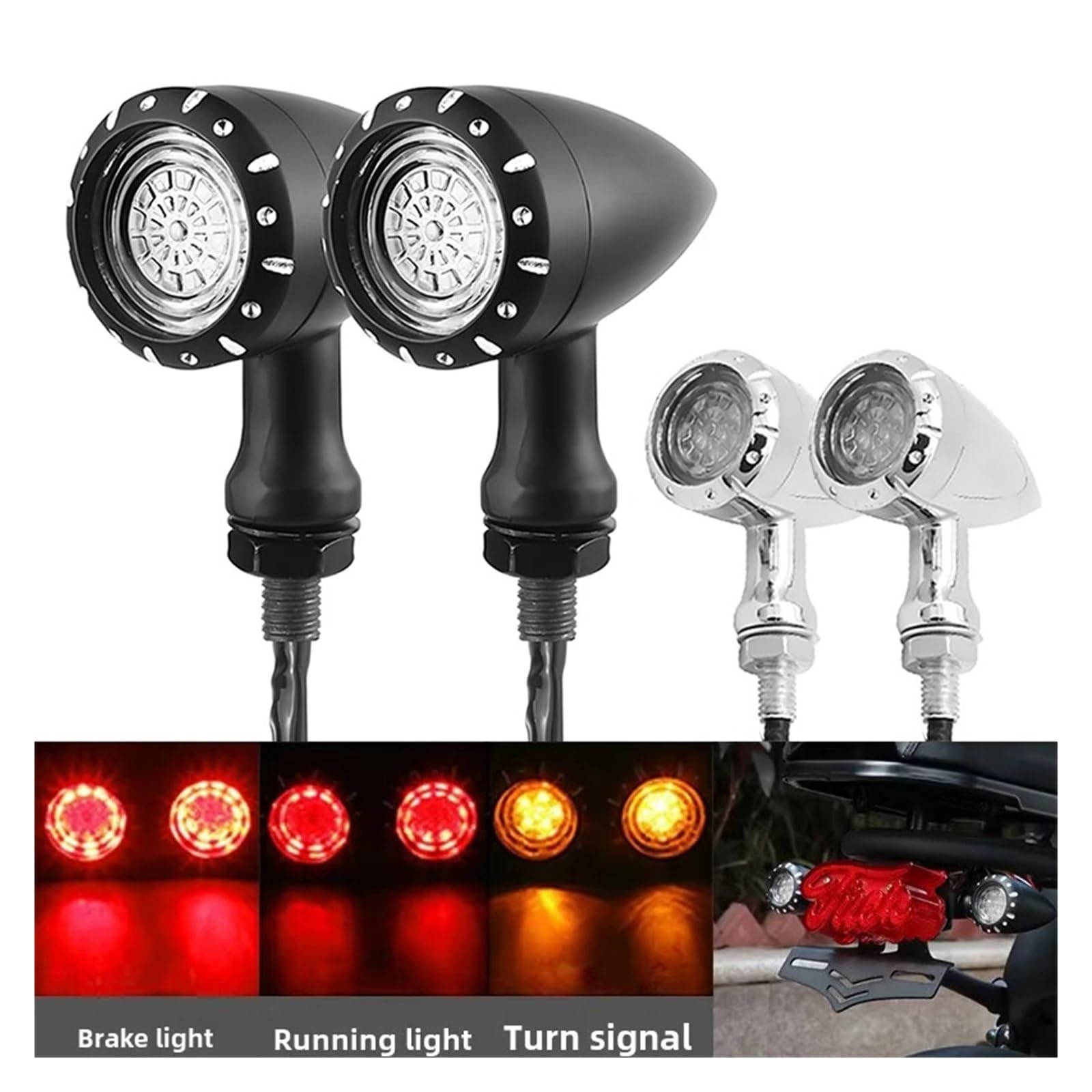 Luces Intermitentes LED Delanteras y traseras universales M10 de 12 V para Motocicleta, compatibles para Hon&da para Har&Ley Lámpara traseras