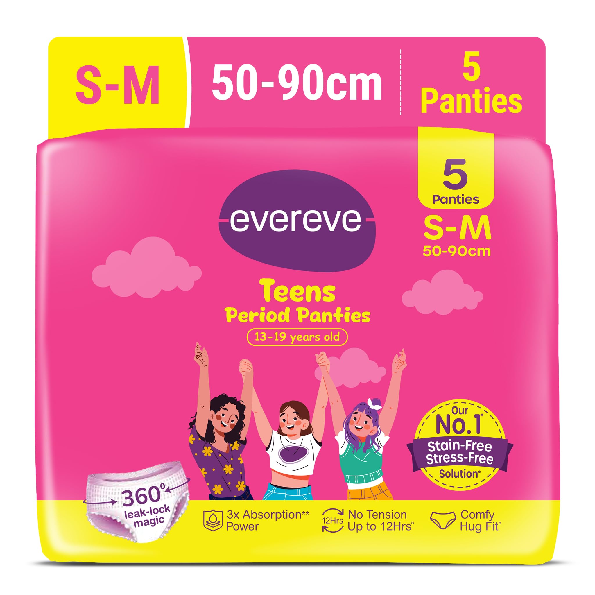 Evereve Teens Period Panty For Girls, S-M 5Pcs (for 13 to 19 years old), 360 Degree Anti-Leak Coverage, Up to 12hours Protection, Heavy Flow Absorbency, Ideal for School & Overnight Use, Comfy Hug Fit-image-25
