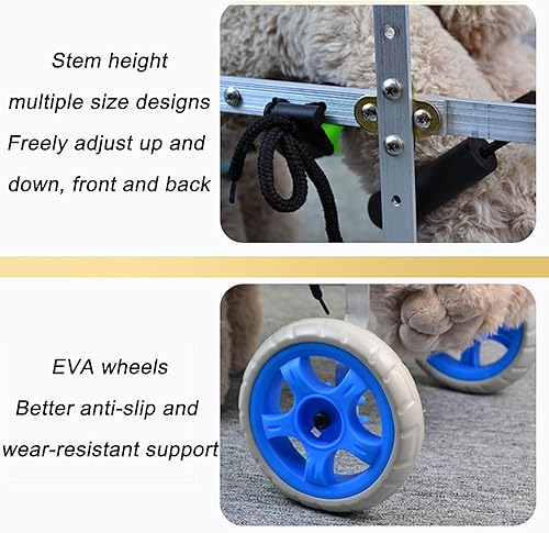 Miniatura 6 de Silla de ruedas para perros para patas traseras, marco de aluminio, silla de ruedas para mascotas, 2 ruedas, ligera, silla de ruedas para