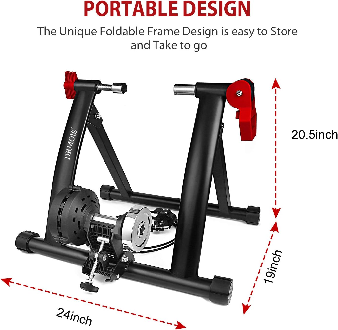 Bike Trainer Stand – DRMOIS Portable Stainless Steel Indoor Exercise Bicycle Trainer Magnetic Flywheel, Stationary Bike Resistance Trainers for Road & Mountain Bikes with 26-29” Wheel-Black : Sports & Outdoors