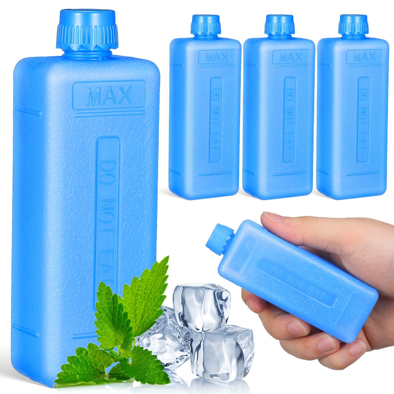 Reusable Ice Packs for Air Conditioner, Ice Packs Freezer Blocks 4pcs Mini Freezer for Air Conditioner Fan PackIce Fan for Rapid for Hot Summer Days Camping Travel and Office Use 4.52X1.57X1.1inch — image 1