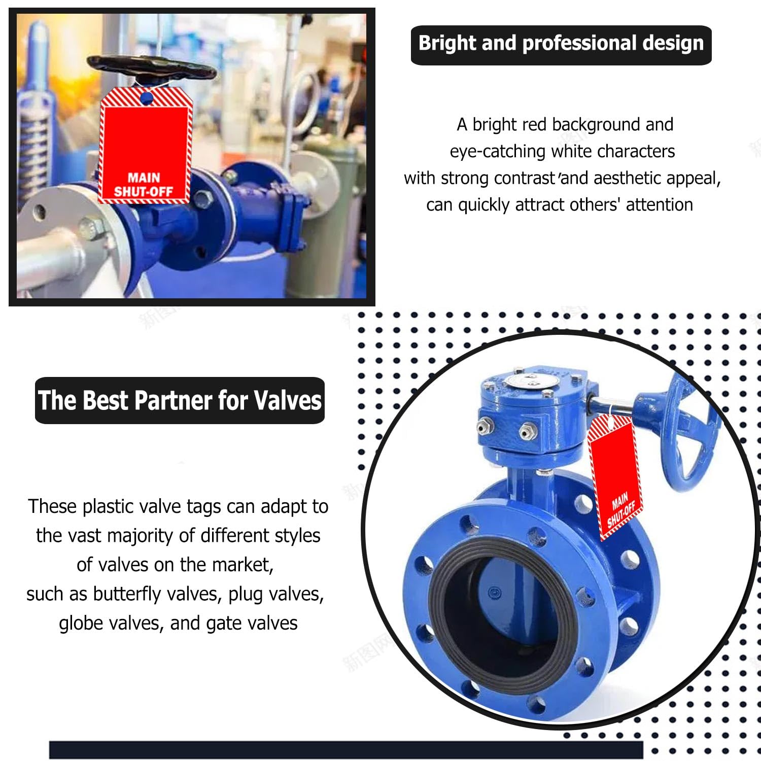 Lot De 20 étiquettes De Valve D'arrêt Principale Avec Cordes, étiquette D' Identification De Valve En Plastique, 7,6 X 12,7 Cm, étiquettes D'arrêt De Gaz Pour Eau Chaude