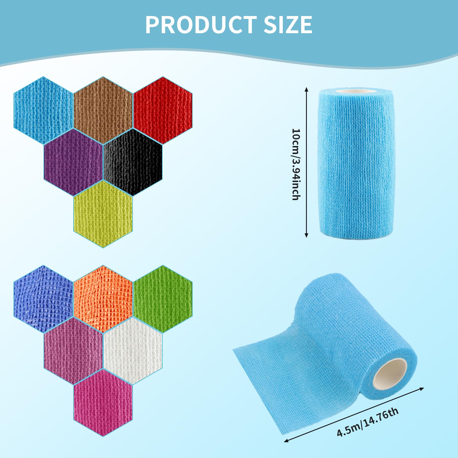 Benda elastica autoadesiva 12 rotoli 10 cm x 4,5 m, benda elastica coesiva per bendaggi sportivi, tape crossfit e nastro per parastinchi calcio