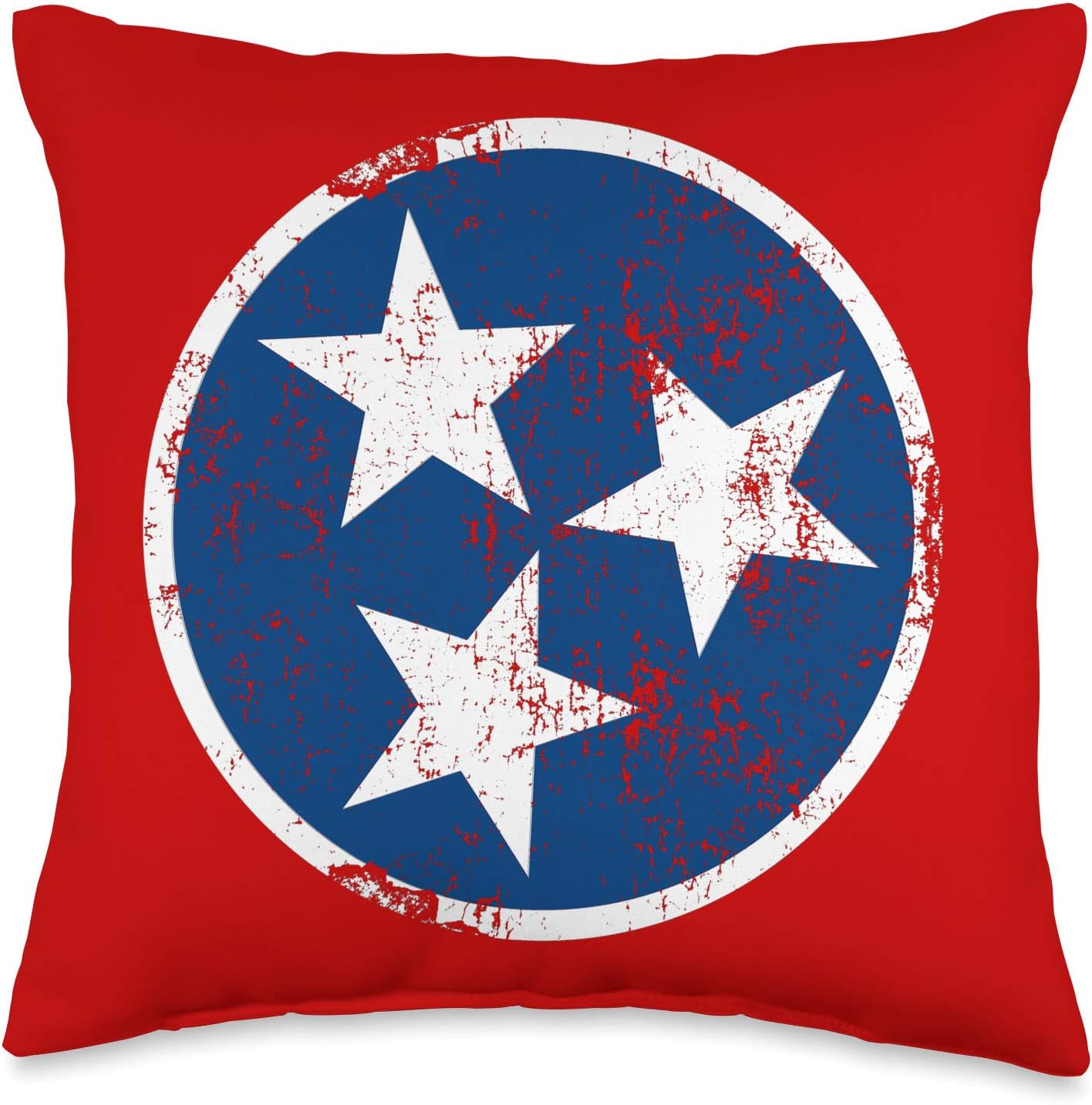 Distressed 3 Star TN Blue and White Tennessee State Flag Throw Pillow