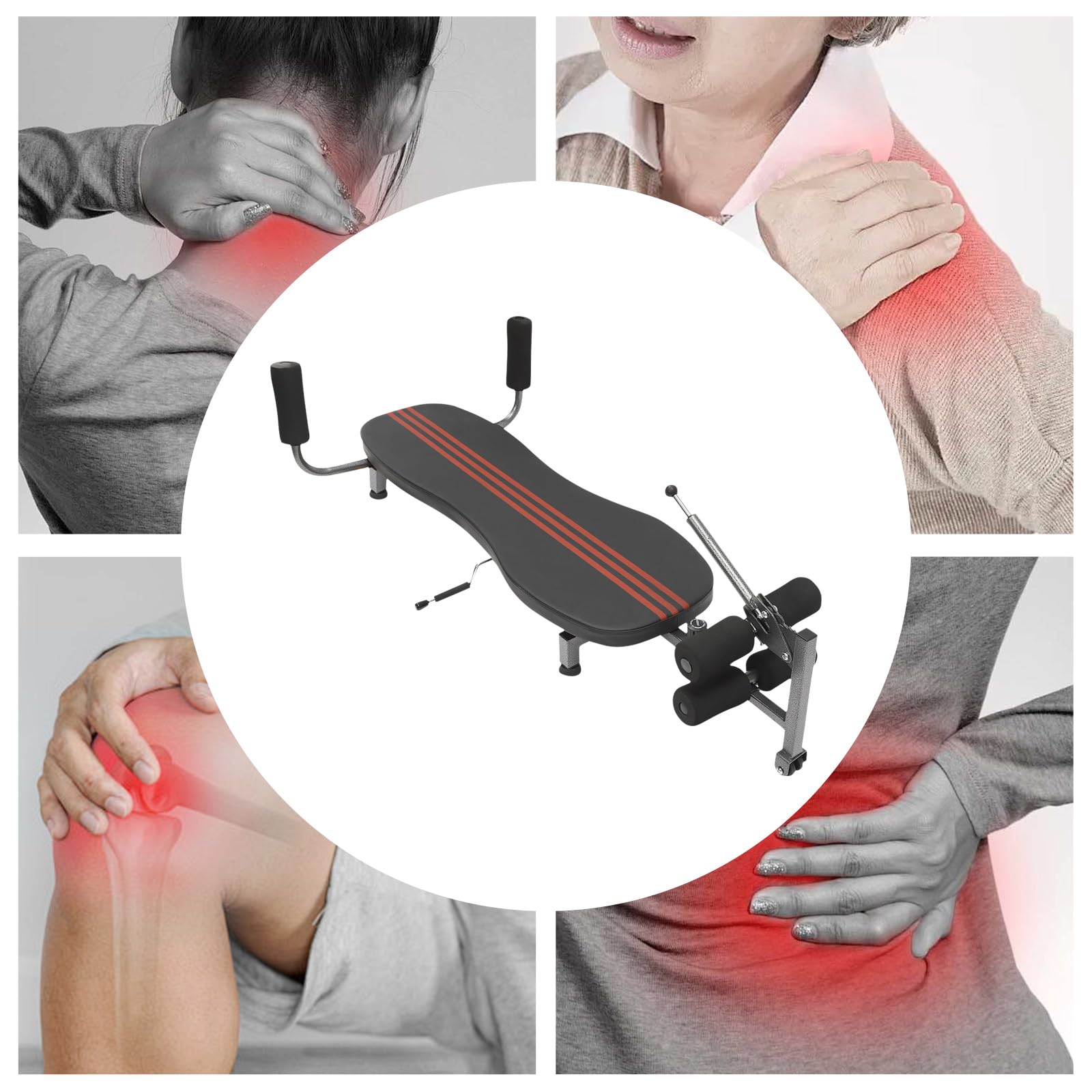 Tavolo di stretching della schiena regolabile con trazione cervicale, panca multifunzionale per alleviare il dolore, inversione per allungare la schiena, carico di 150 kg riabilitazione e fitness a