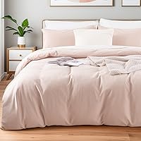 Vista 26 de NEXHOME PRO - Juego de funda de edredón, queen extragrande 98"x98", de algodón lavado 100 % orgánico con aspecto de lino, gris crema, con cierre