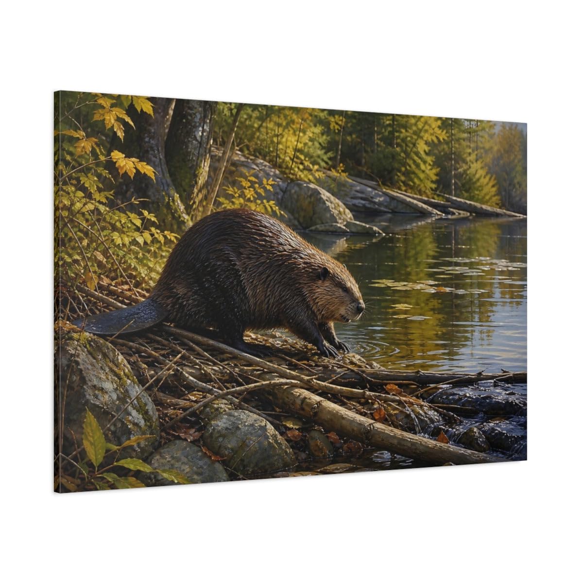 Déco murale castor grand tableau horizontal pour grand mur - 8