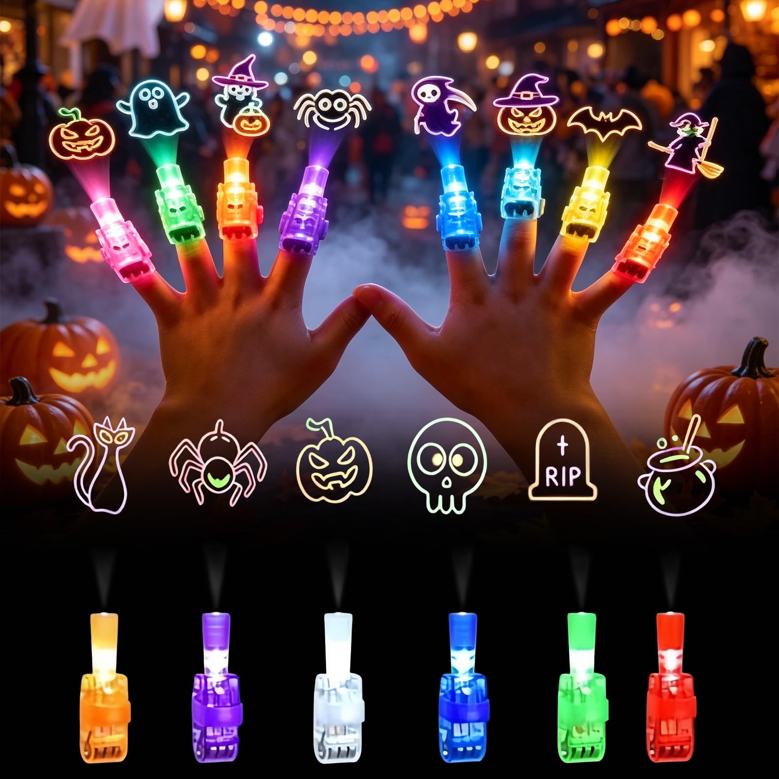 Halloween Finger Lights,Mini Colorful Led Finger Halloween Projection