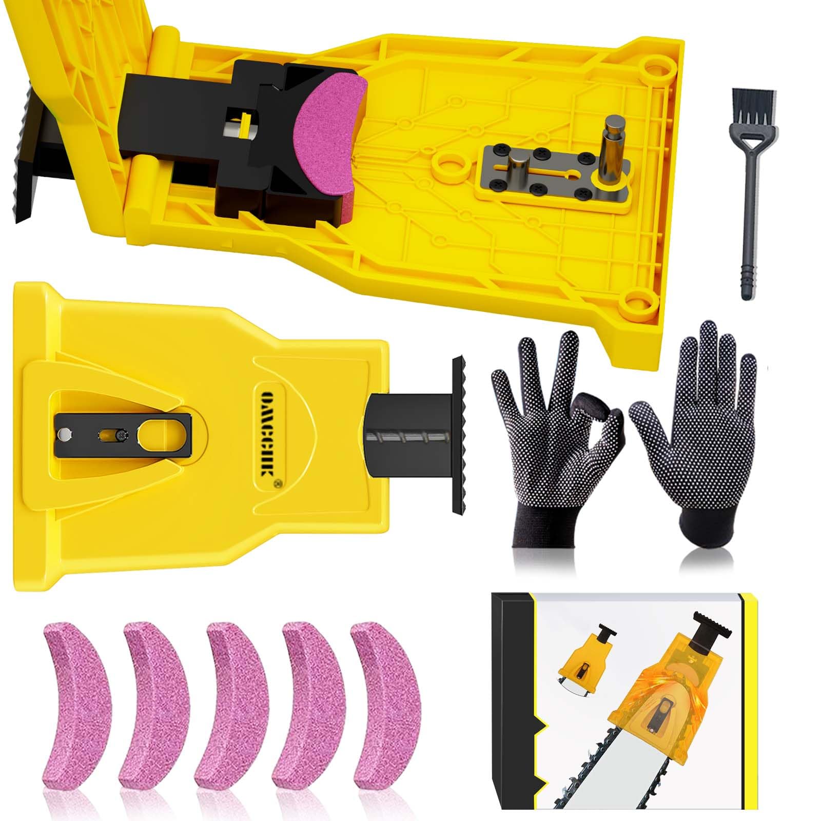 Chainsaw Teeth Sharpener,Portable Chain Saw Sharpener Tool,Chainsaw Sharpener Universal Chain Saw Blade Sharpener,Chainsaw Sharpener Jig for 12"-22" Chain Saws