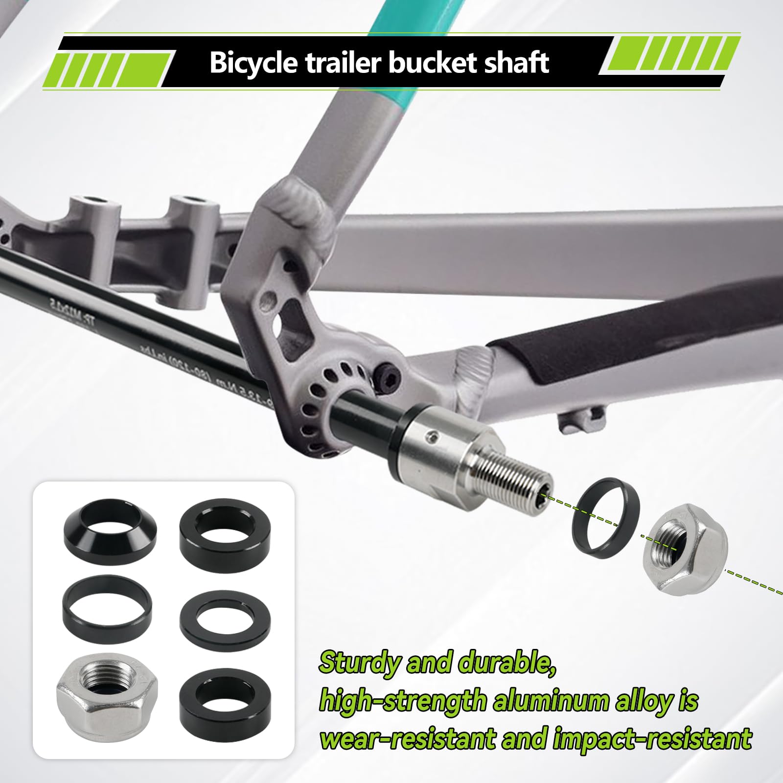 Adaptateur d'essieu traversant M12 pour 160-178 mm, longueur de tige réglable pour remorque de vélo - Adaptateur pour la plupart des attelages de remorque de vélo