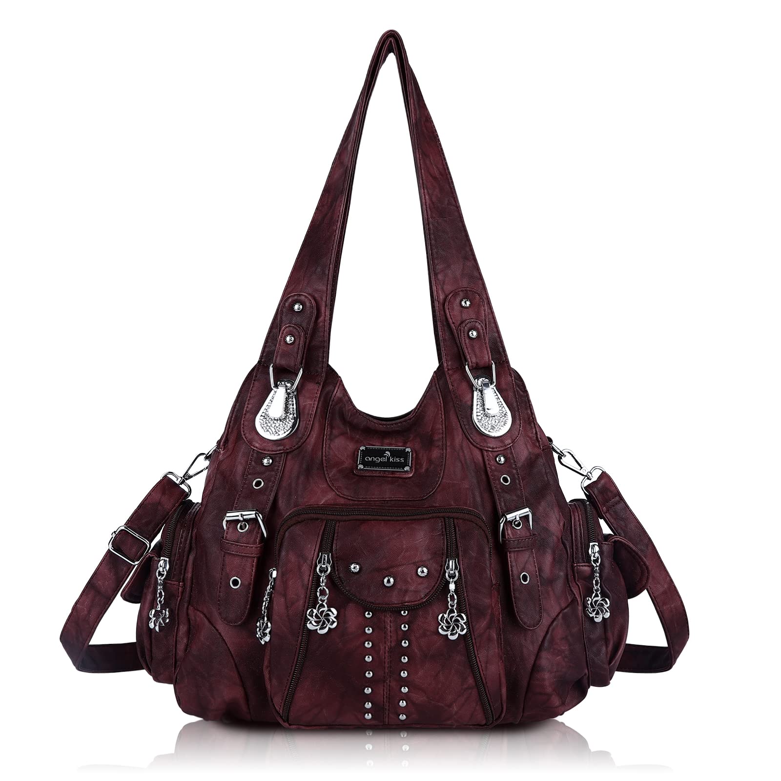 Angel Kiss Handbags for Women Soft PU Leather Large Hobo Bags for Ladies Top Handle Satchel Shoulder Bag Top Handle Satchel