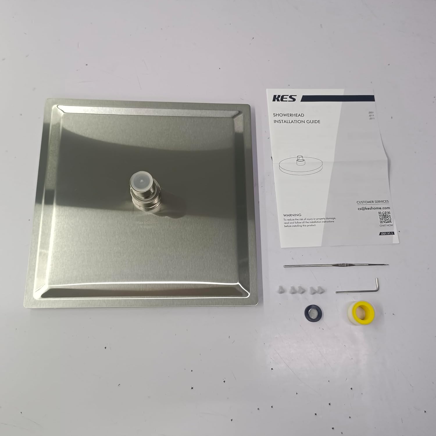 KES SUS304 Stainless Steel Large Square Wall-Mounted Distribution Panel, 10-Inch, Ultra-Thin Design, Brushed Finish, J211S10F18-BS-NEW