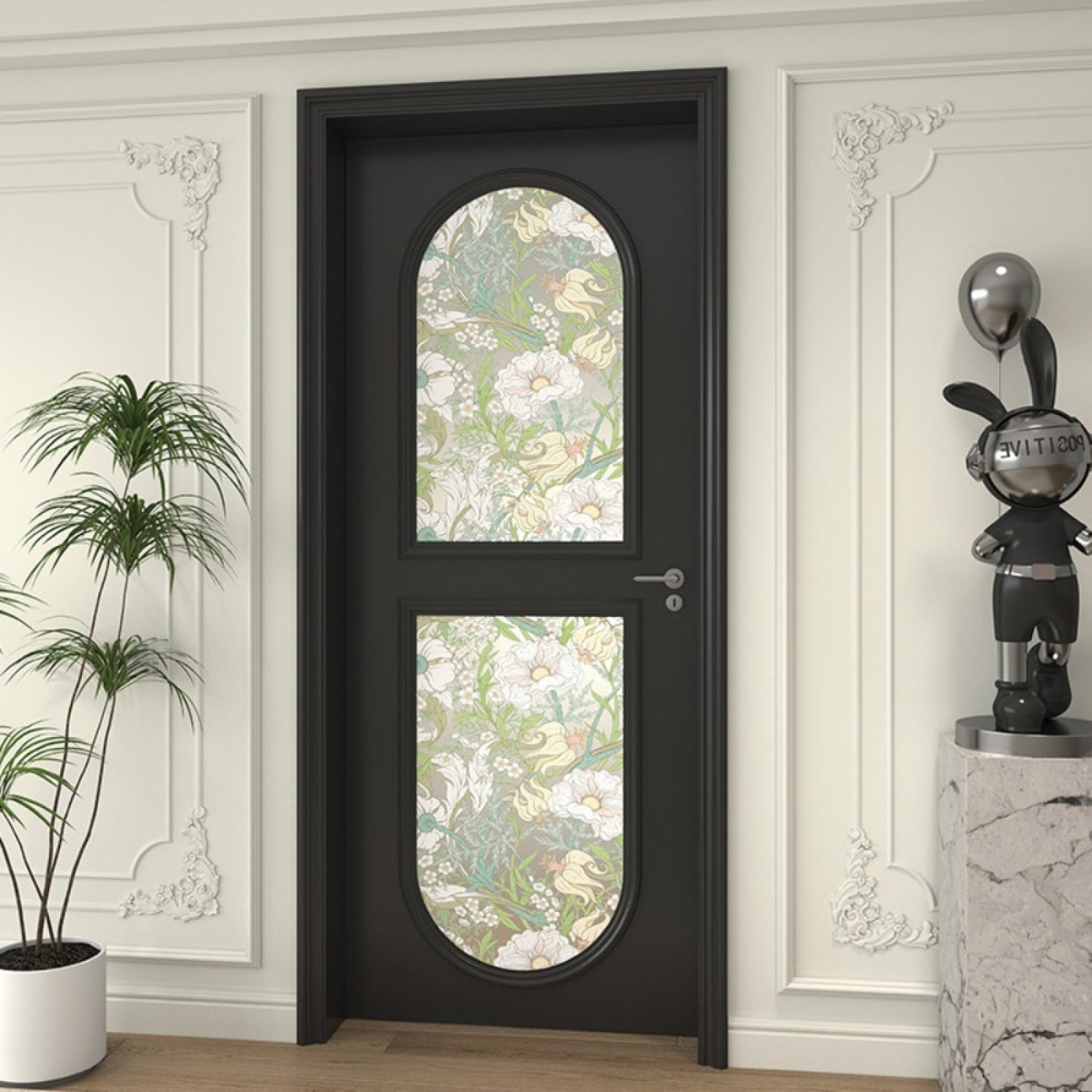 Vinilo Adhesivo Cristal Decorativo Flores Blancas Amarillas Vinilos para Cristales Privacidad Estatico Anti UV Reutilizable para Oficina Dormitorio Sala de Estar Vinilo para Ventanas