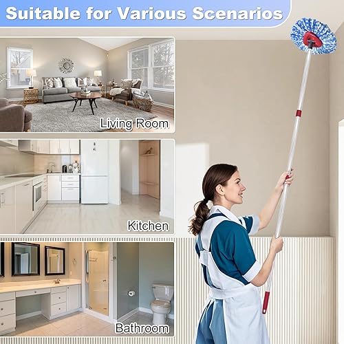 Miniatura 7 de Reemplazo del cabezal de la fregona, base, mango de fregona para sistema de 2 tanques Ocedar RinseClean, 2 repuestos de fregona de microfibra,