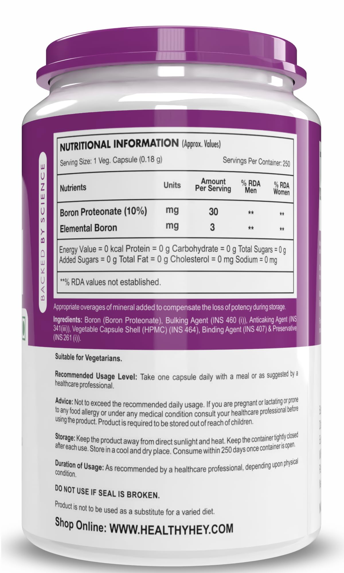 HealthyHey Nutrition Boron Advanced Chelated - 250 Veggie Capsules - Gluten Free, Non-GMO - Image 7 thumbnail