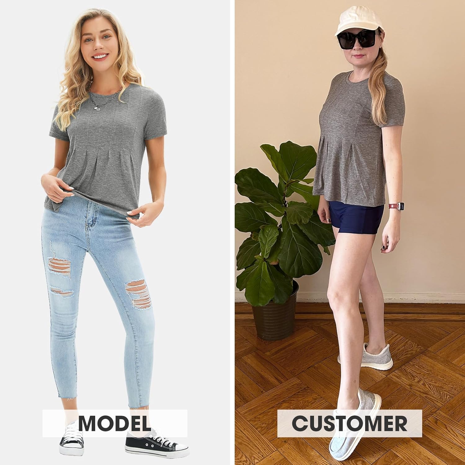 EXLURA Womens Summer Cute Crop Tops Short Sleeve Pleated Tshirts Crewneck Business Trendy Blouse Beach Vacation Outfits 2026 - Image 3