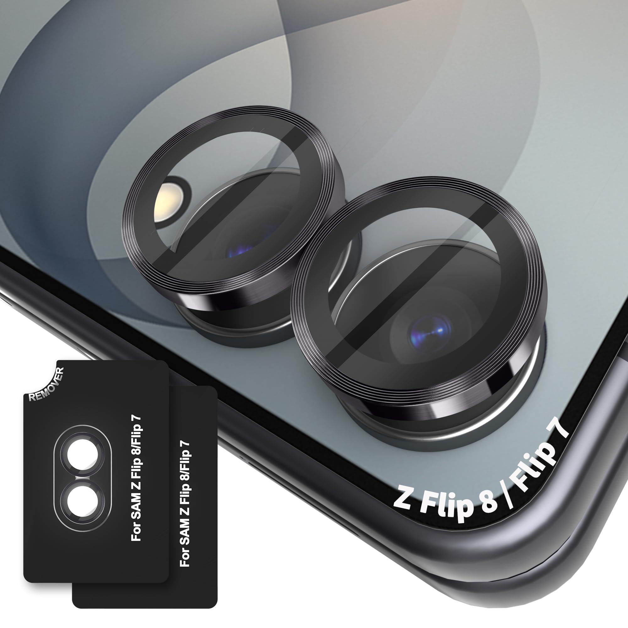 Orzero 9H Glass Camera Lens Protector for Z Flip 8/Flip 7-Gray, 2 Set