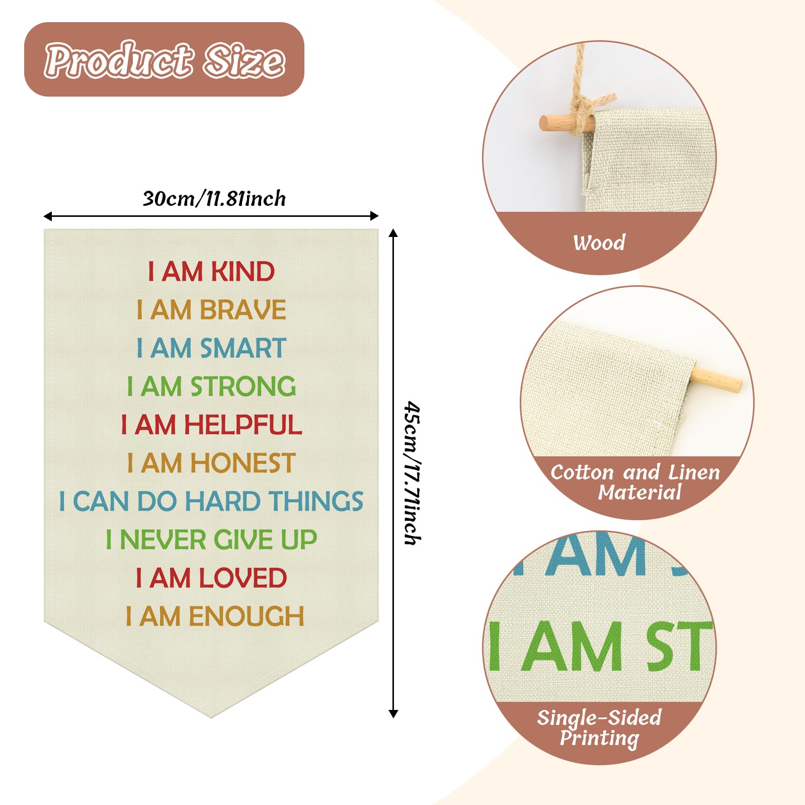 Inspirational Quote Banner Hanging Pennant Flag Banner for Playroom Positive Affirmations Gift Wall Sign Decor for Nursery Decor Bedroom Kids Room Wall Banners Linen Game Room Christmas Birthday Gifts