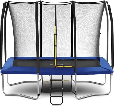 Exacme 7X10 8X12 9X14 Foot Rectangle Trampoline for Kids, Double Enclosure Openings, Small Outdoor Rectangular Trampoline with Enclosure Net, 4 Wind Stakes, Storage Bag