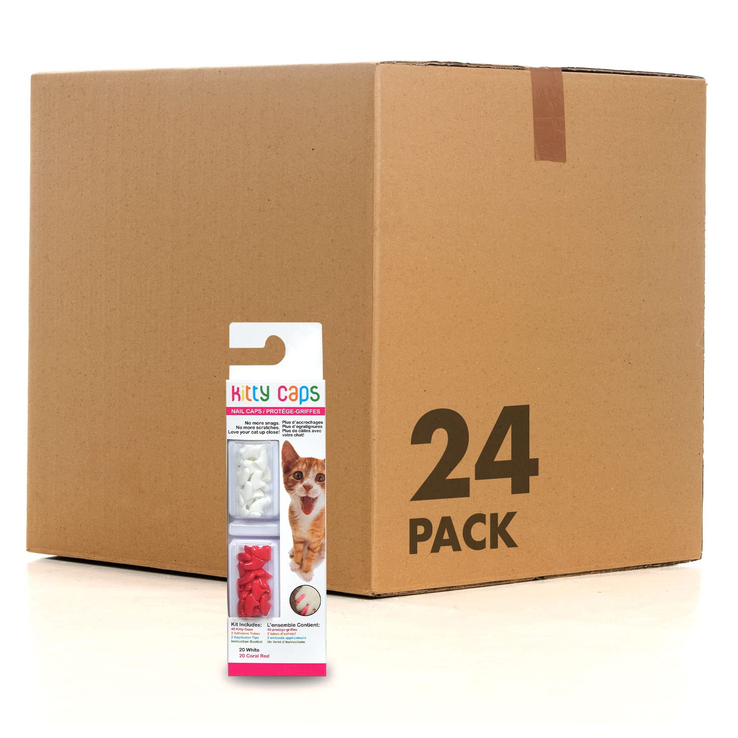Buy Kitty Caps Nail Caps for Cats Pure White and Coral Red, 40 Count