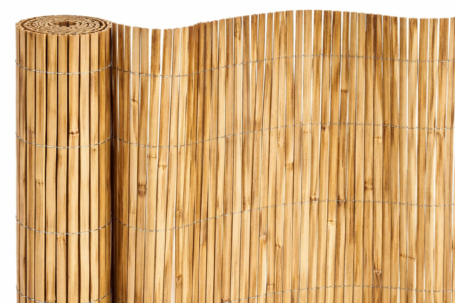 Akadil Natural Bamboo Fence Screening, 1.2M X 4M Brown Bamboo Slat Screening Roll – Garden Screening Panels, Bamboo Fencing For Backyard, Patio & Balcony (1.2M X 4M)
