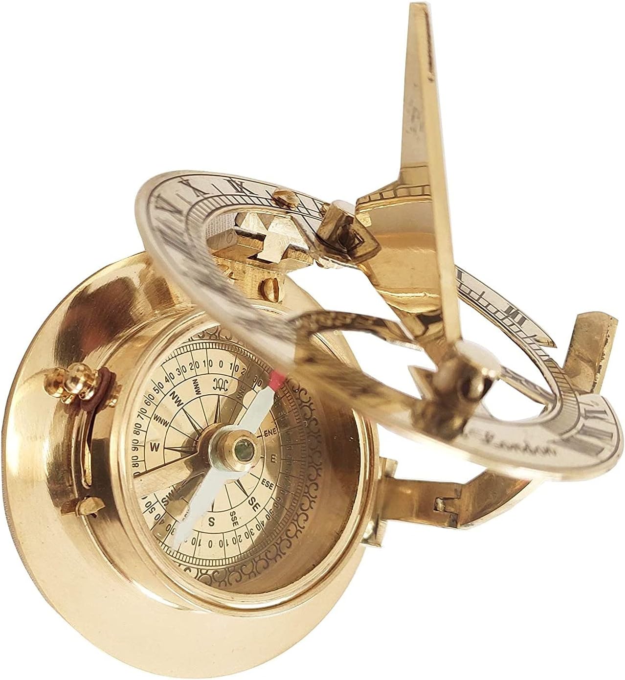 Golden Brass Nautical 3" Sundial Compass Solid Brass, Camping, Hiking Sundial Handmade Materials: Brass, Glass