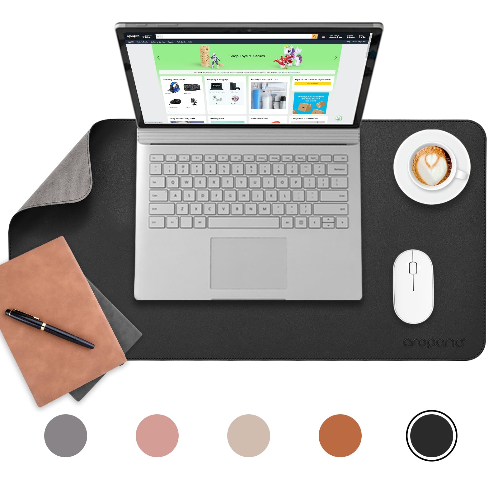 AROPANA Anti-Slip Extended Mouse Pad 120x60cm | PU Vegan Leather Desk Mat | Large Computer Desk Protector Pad with Suede Base for Keyboard, Laptop, Office & Home (Grey) — Amazon image 27