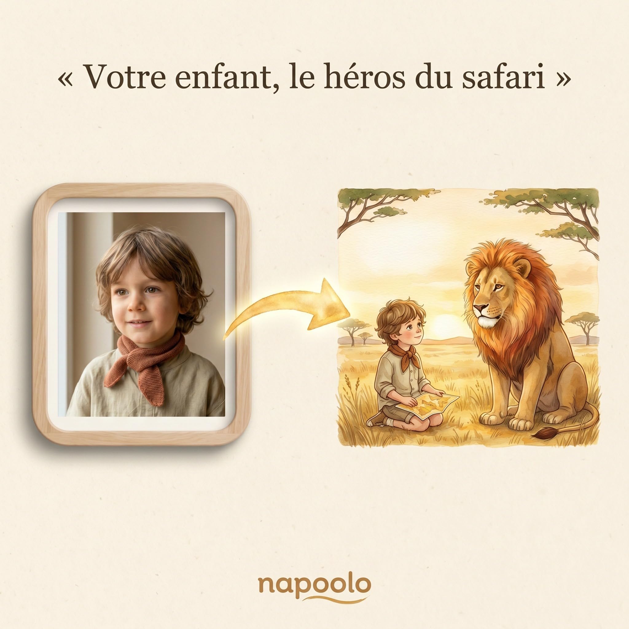 Livre personnalisé enfant safari photo et prénom - Idée cadeau | Aventure douce dans la savane, son animal préféré et sa dédicace, 32 pages aquarelle, carré 21,6 cm, dès 2 ans