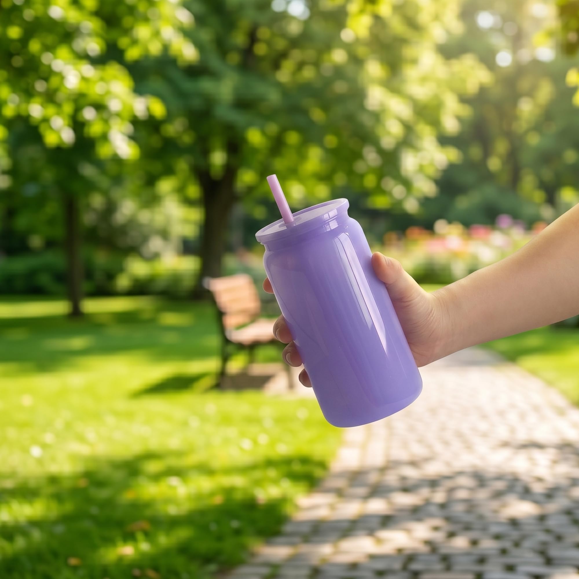 Wiederverwendbare Kunststoffbecher mit Deckel und Strohhalmen und DIY-Aufkleber, 473 ml, Acryl, Einmachgläser, Eiskaffee, Trinkgläser, Becher für Park, Picknick, Pool, Party, Giveaways