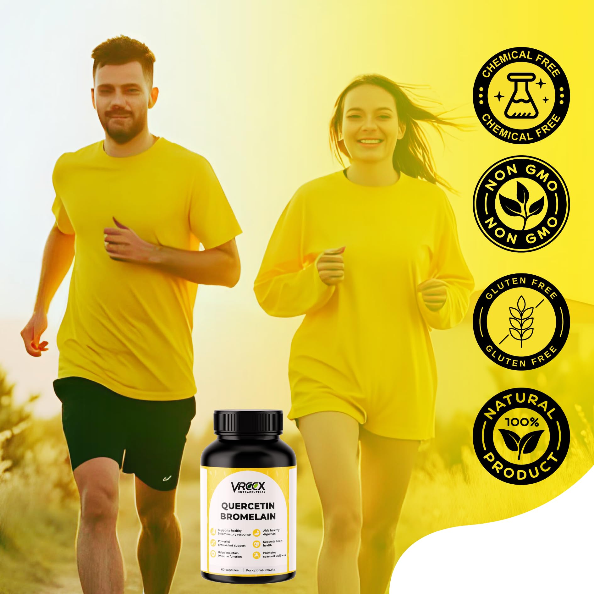 VREEX Quercetin 400 mg with Bromelain 75 mg | Supports Immune Health, Seasonal Wellness & Antioxidant Protection | 60 Capsules 4