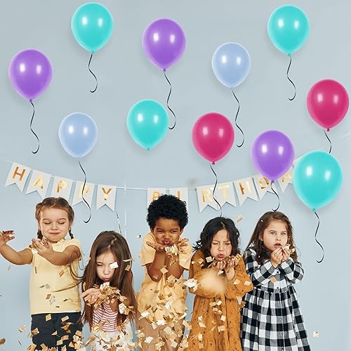 Miniatura 5 de Globos morados y azules y rosados, 50 paquetes de globos de sirena de 12 pulgadas, globos de látex para helio, para niñas, baby shower, fiesta de