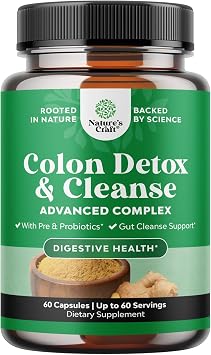 Colon Cleanse, Detox, Gut Cleanse Capsules with Psyllium Husk - 60 Count
