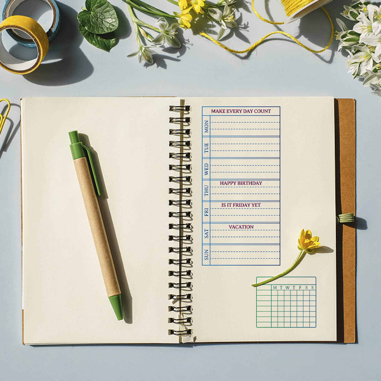 GLOBLELAND Kalenderplaner Stempel Set - Transparente Stempel & Stanzformen