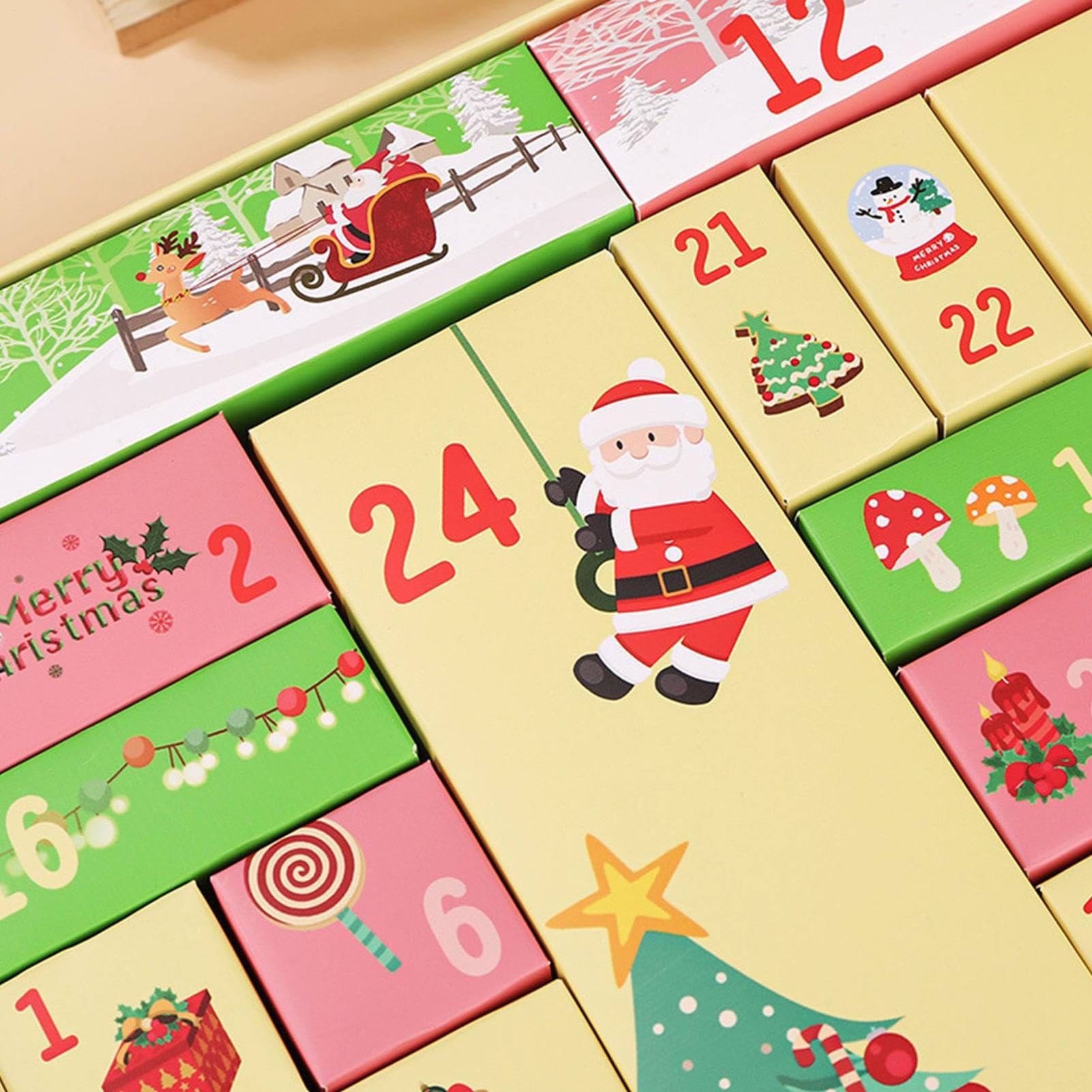 Calendario De Adviento Reutilizable Tarjeta Manuscrita Para Recuerdos | Adviento Vacía para Llenar 24 Días 2025 para Niños Adultos Dulces Joyería Papelería Chocolate Escritorio