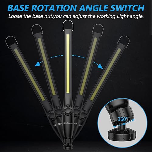 Miniatura 4 de Luz de trabajo LED, luz de trabajo COB recargable de 800 lúmenes con indicador de capacidad de potencia, base magnética y gancho, giro de 360, para
