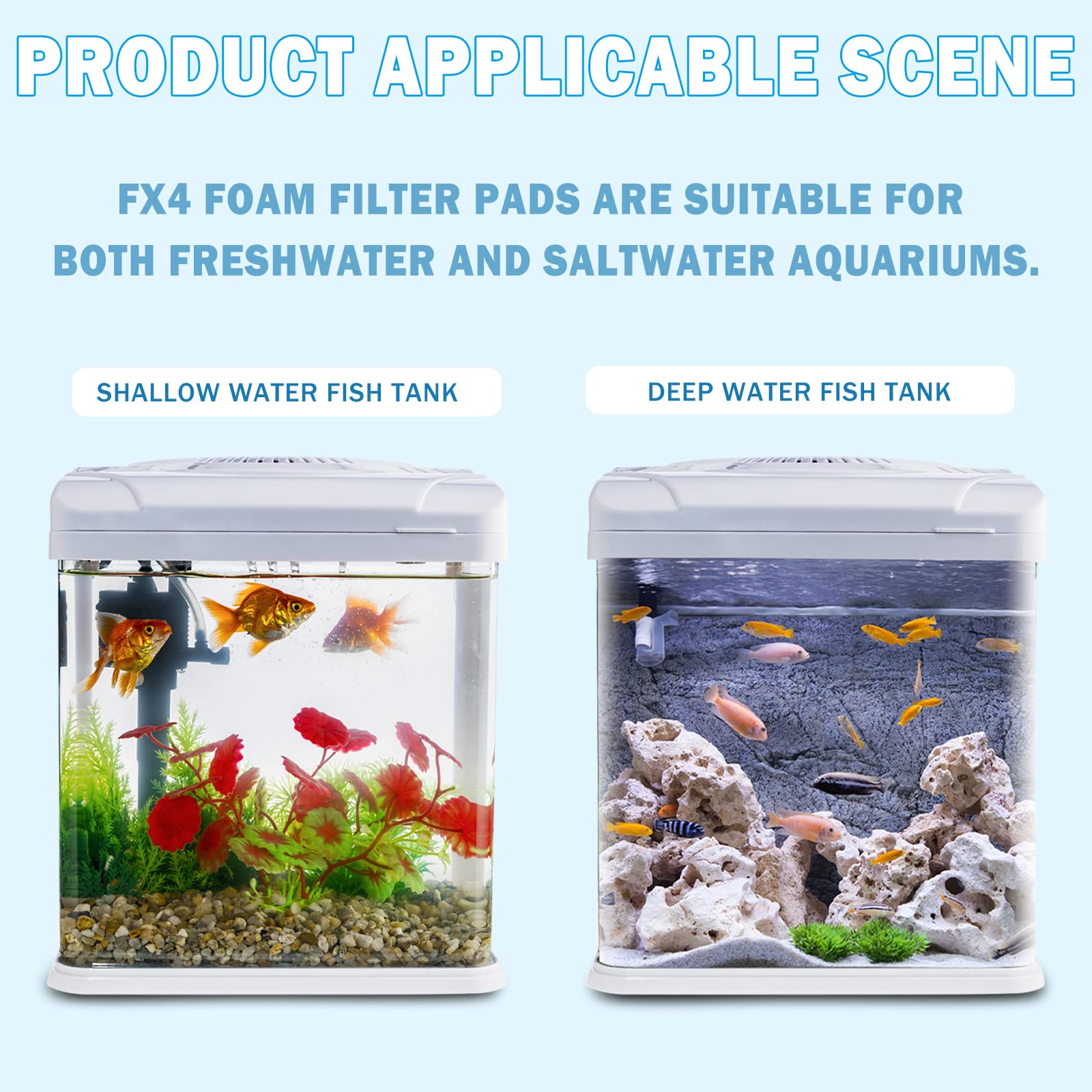 Almohadillas de filtro de espuma Fx4 de repuesto compatibles con filtro de recipiente Fluval FX5 / FX6, almohadillas de filtro de espuma de esponja biológica para acuario (12 paquetes)