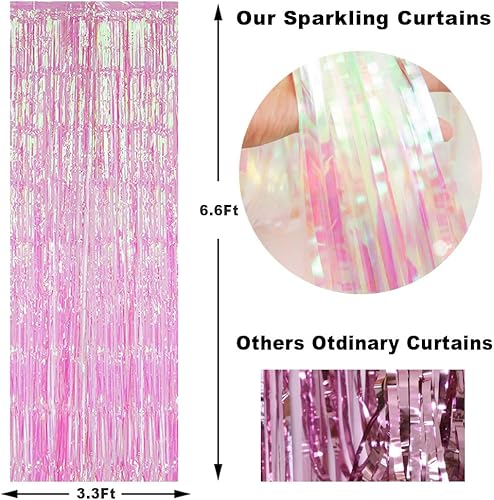 Miniatura 5 de Paquete de 3 cortinas con flecos para decoración de fiesta, cortinas de fondo de oropel para fiestas, cabina de fotos, bodas, graduaciones,