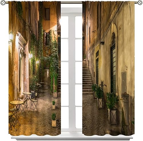 Miniatura 8 de Cortinas italianas, patio antiguo, sillas de café de Italia, casas históricas en la calle, sala de estar, dormitorio, cortinas opacas con bolsillo