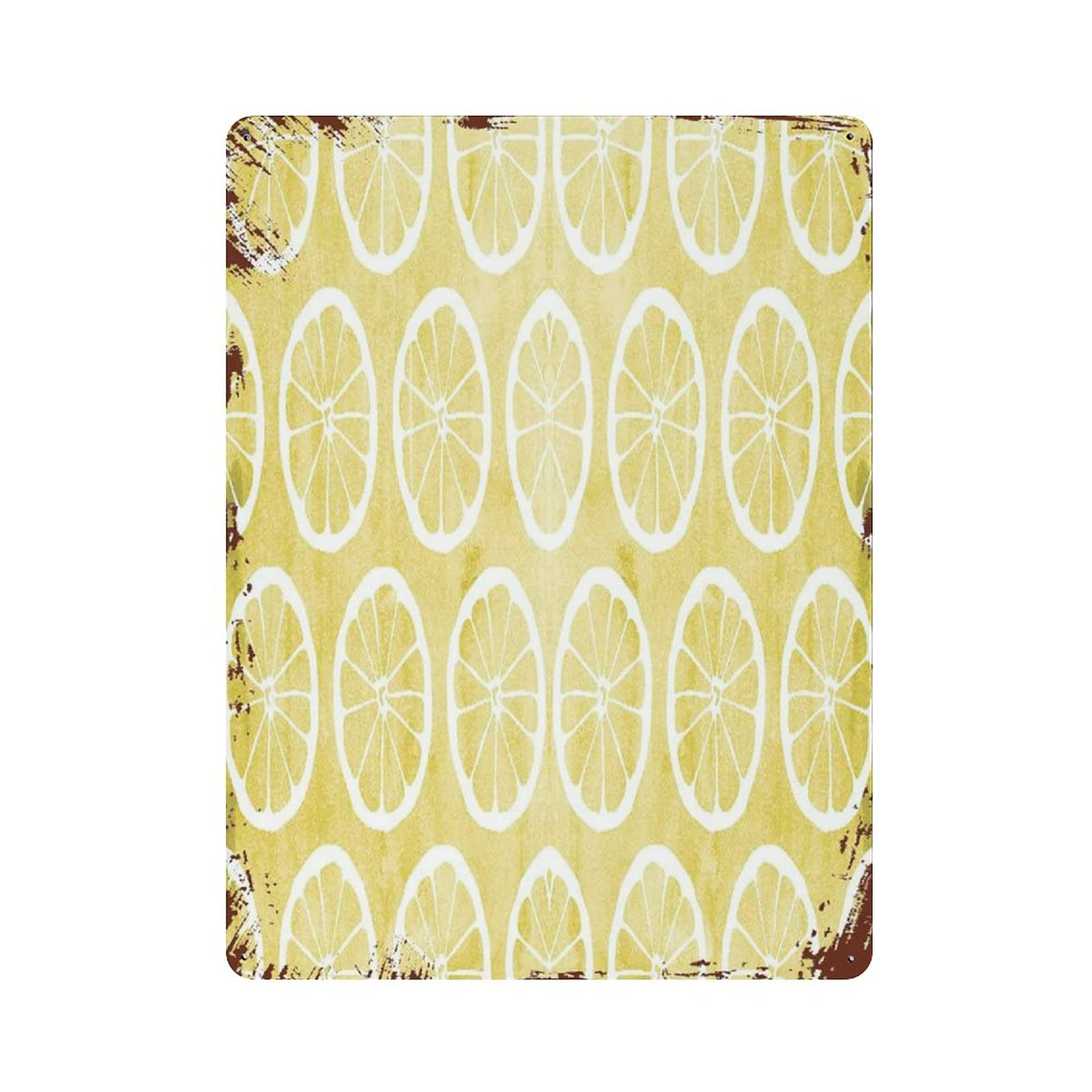 Metal Tin Sign Lemon Watercolor Pattern in Yellow Vintage Tin Poster Metal Sign Wall Decoration Country Kitchen Home Garage Decor 16"x12"