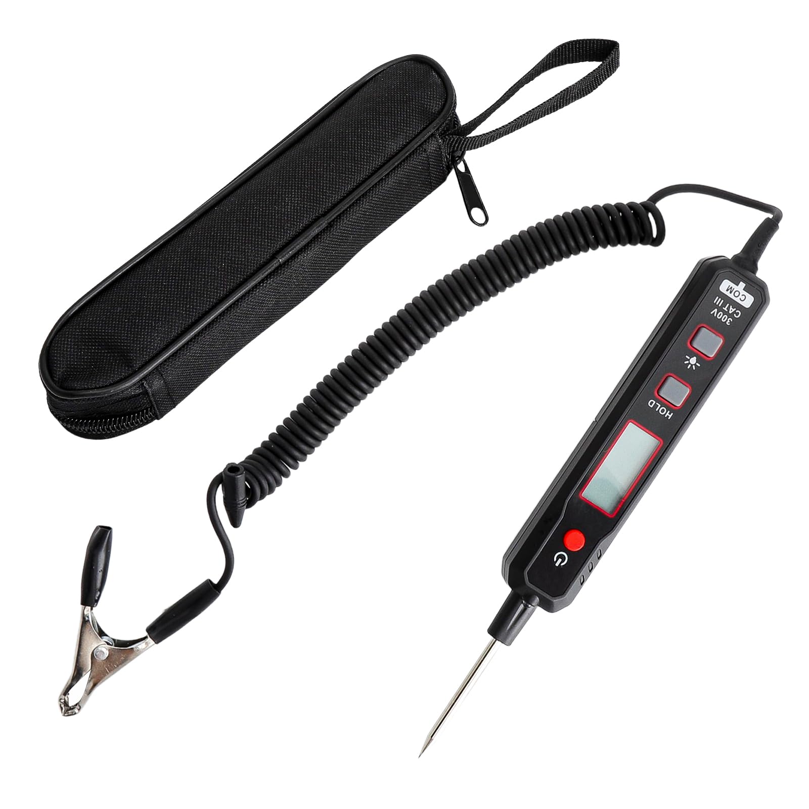 Spannungsprüfer KFZ Digital LCD Prüflampe 12V–100V – Präziser Kfz Prüfgerät Tester mit Hintergrundbeleuchtung, Tonwarnung, automatischer Abschaltung und Taschenlampe, Sicherer Prüfstift für Auto, LKW