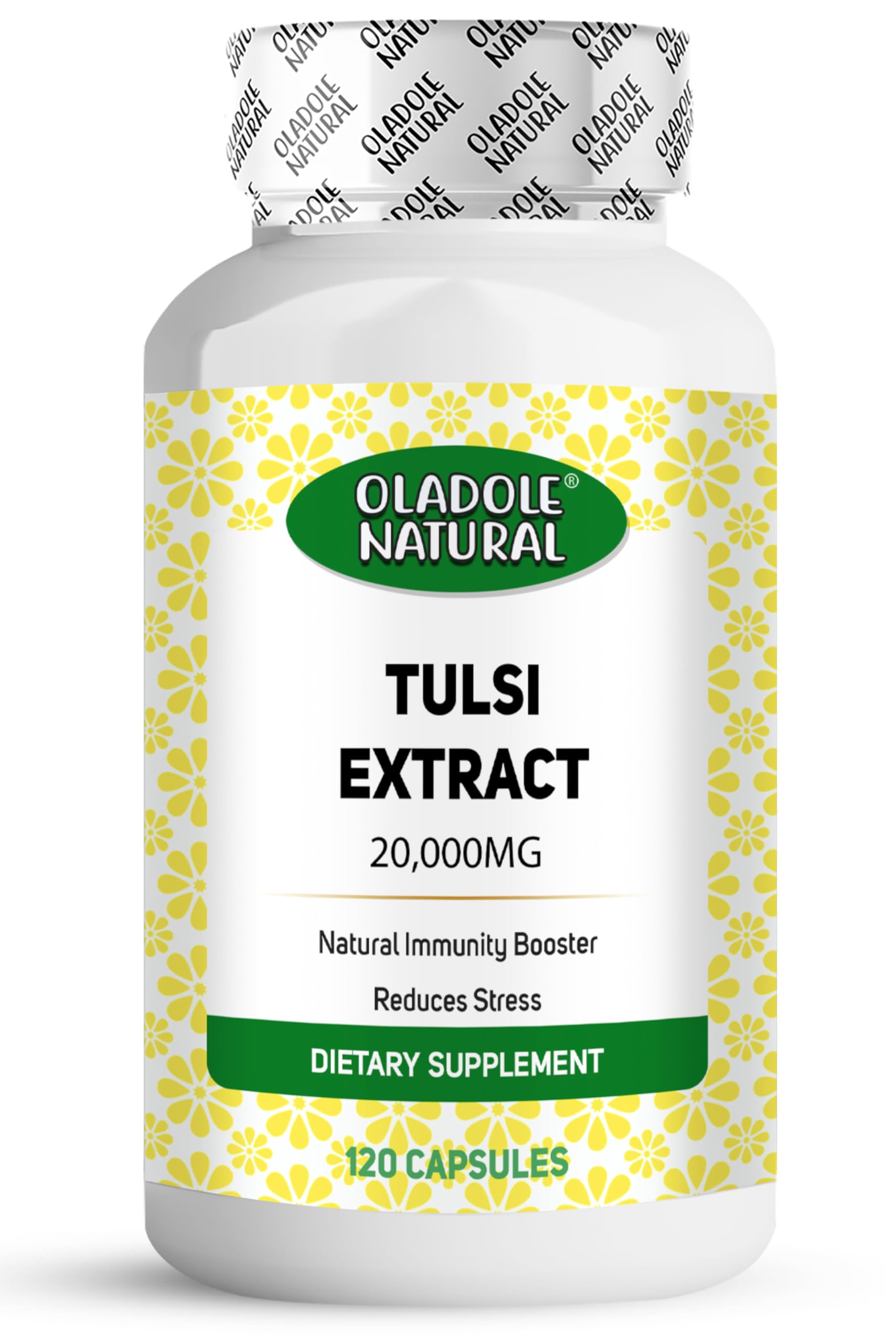 Oladole Natural Tulsi Extract - 20000mg (120 Capsules) | Improves Skin, Hair Health, Anti-Oxidant, Anti-Inflammatory, Remedy for Cold, Cough, Immunity Boost, Respiratory Health | Non-GMO, Gluten Free